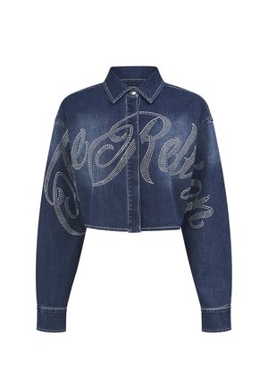True Religion, SCRIPT CRYSTAL DENIM CROPPED SHIRT - Chemisier - dark wash