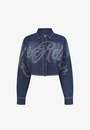 True Religion, SCRIPT CRYSTAL DENIM CROPPED SHIRT - Chemisier - dark wash