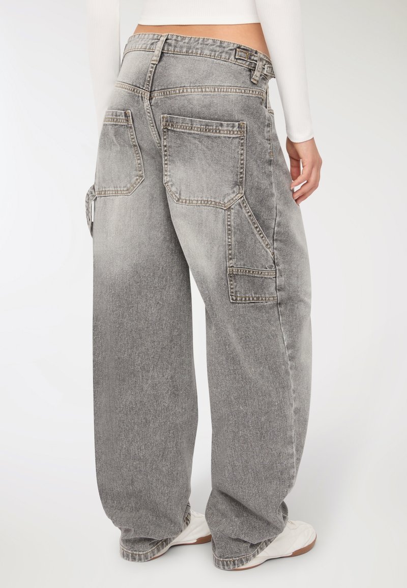 Terranova Pantalone Grigio Vita Alta Jeans Donna Cargo Jeans Cargo
