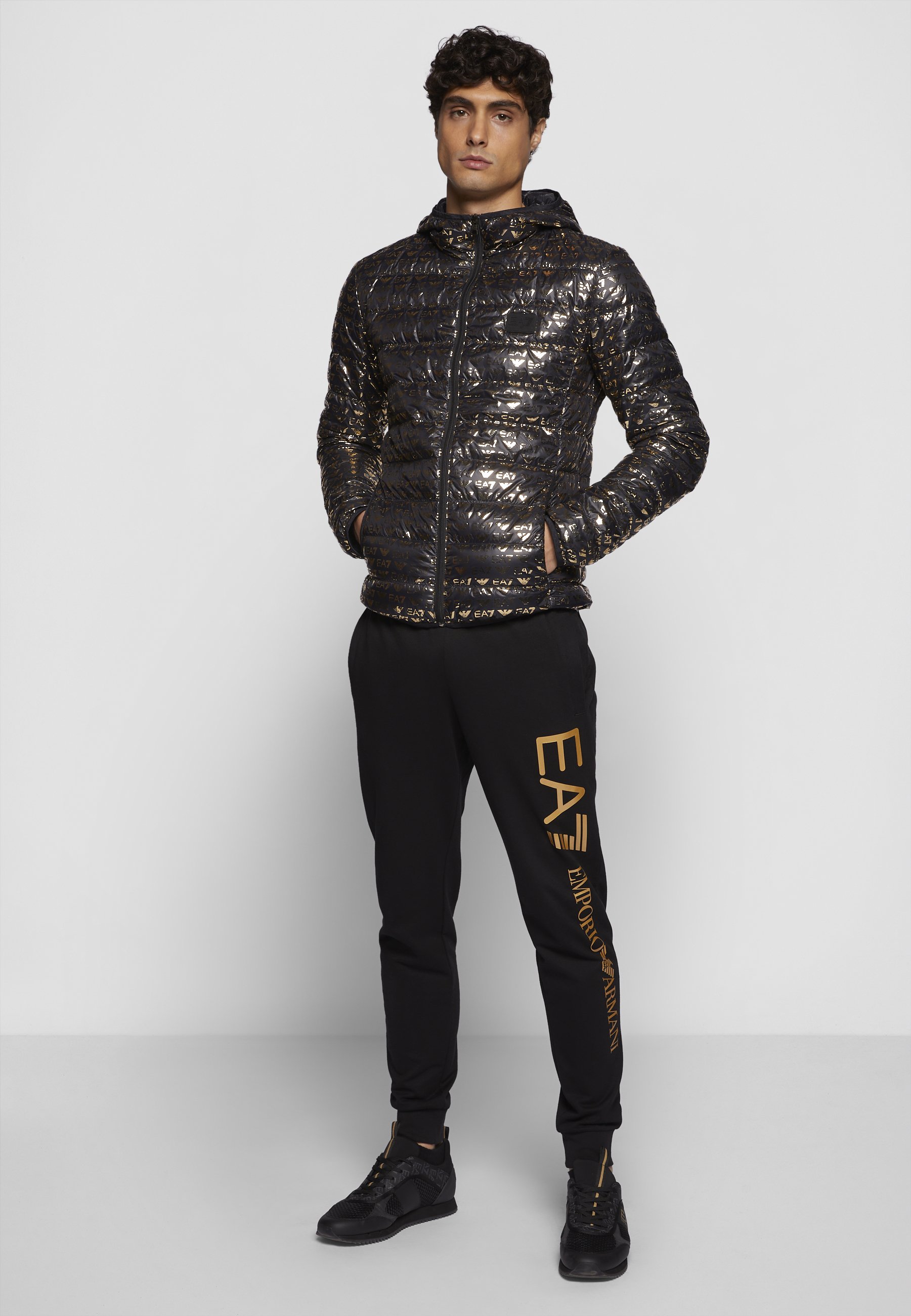 ea7 black and gold jacket