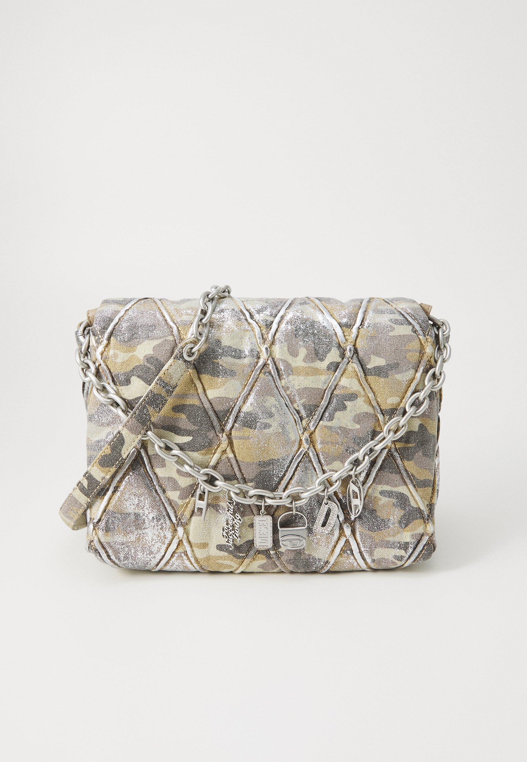 Diesel CHARM-D SHOULDER M - Cross body bag - beige/silver