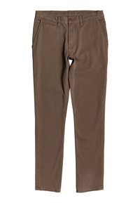 Bruna bomullsbyxor med slim fit, med fram- och bakfickor samt knappstängning. Slät textur med subtila sömnadsdetaljer.