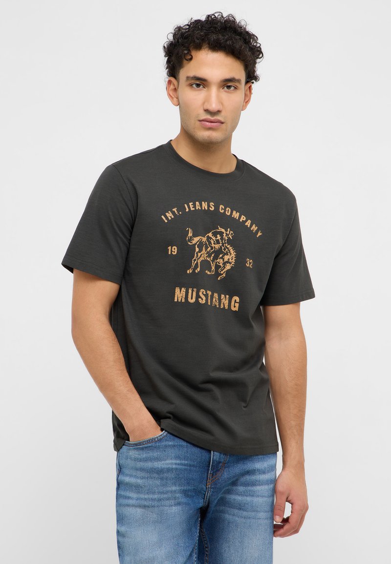 Ford Mustang Pure Cotton Graphic T-Shirt in Grey - Groceries