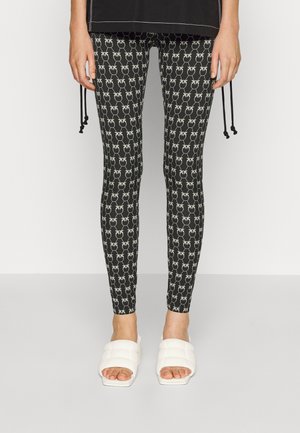GELOSO GEORGETTE STRETCH MONOGRAM - Leggings - nero/panna