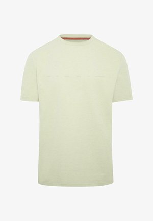 Lys grøn t-shirt med korte ærmer lavet af blødt stof, med rund hals og subtil tekstdetalje over brystet.