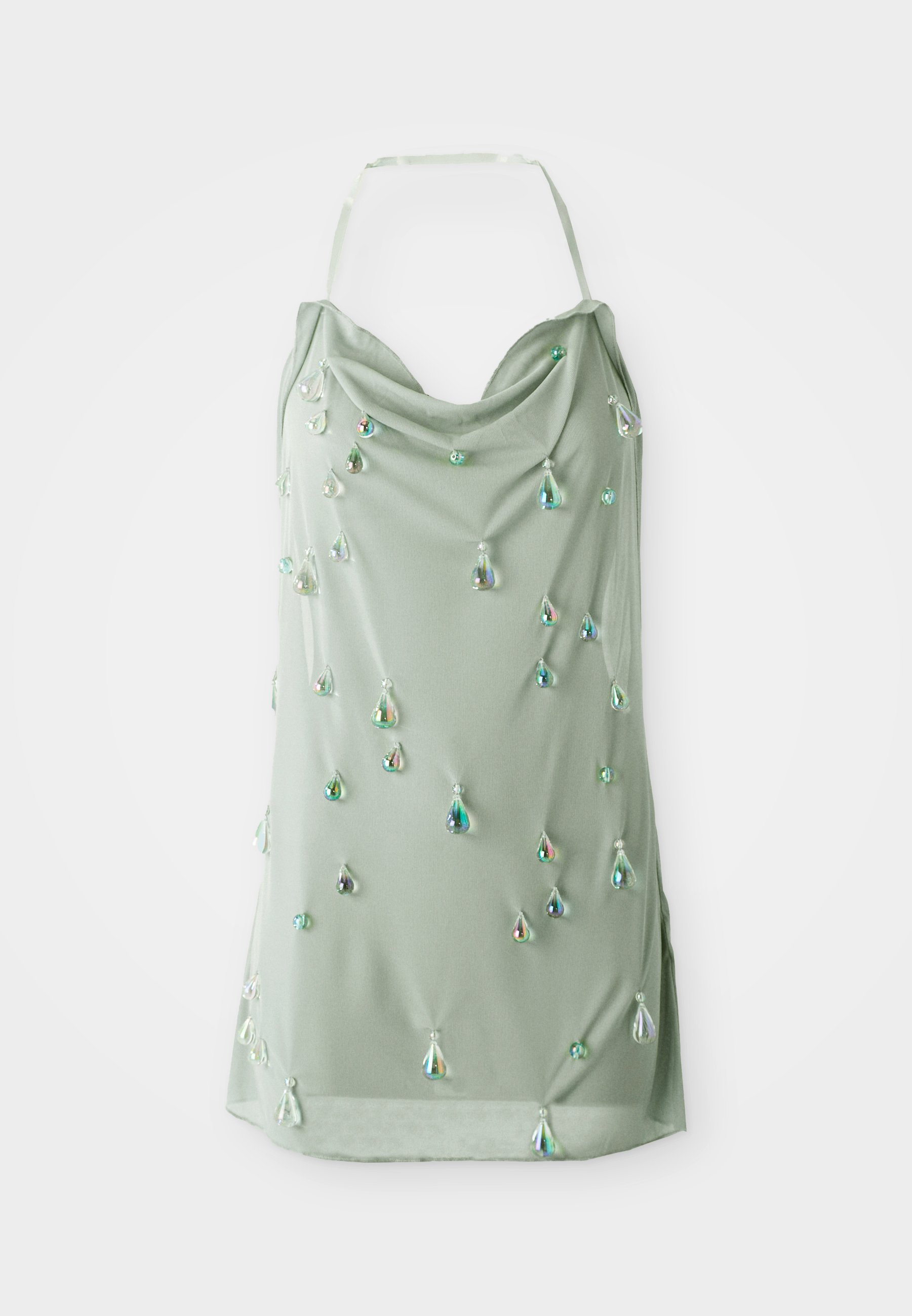 Jaded London MINI DRESS WITH CLEAR STRAPS AND DROPLET GLASS TRIMS -  Cocktail dress / Party dress - light green - Zalando.ie