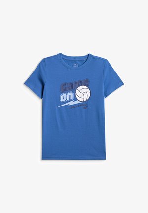 4F, 4F T-SHIRT REGULAR Z NADRUKIEM CHŁOPIĘCY - NIEBIESKI 140 (9-10 LAT) - Sports T-shirt - denim
