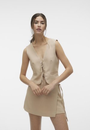 Vero Moda VMROSE TIE VEST - Mellény - beige