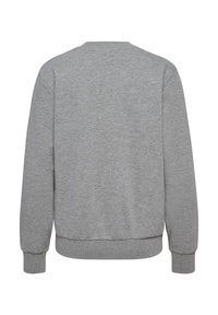 Grijze sweatshirt met een ronde hals, ribgebreide mouwen en onderrand. Zacht materiaal met een gladde textuur, met een eenvoudig, onopvallend ontwerp.