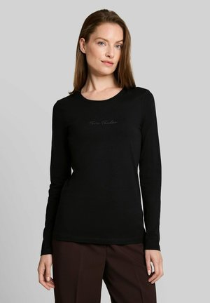 TOM TAILOR, TOM TAILOR T-SHIRT SLIM FIT LANGARMSHIRT MIT LOGO-PRINT - Langarmshirt - deep black