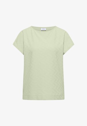 Cecil, T-SHIRT WITH A BOAT NECK AND TEXTURED FABRIC - T-shirt basique - raw matcha lime