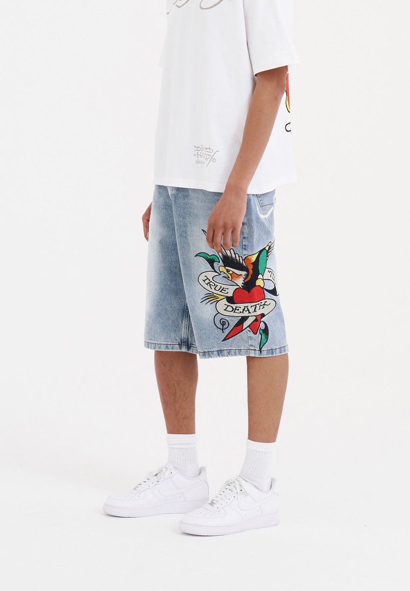 Ed Hardy TRUE TILL DEATH - Farkkushortsit - bleach