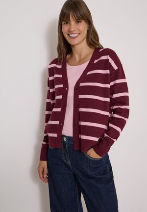 Cecil CARDIGAN MIT V-NECK UND STREIFEN - Cardigan - red wine melange