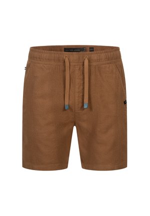 Braune Baumwollshorts mit strukturiertem Stoff, elastischem Bund und Kordelzugverschluss. Verfügt über Seitentaschen und einem kleinen Logotag.