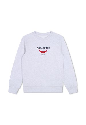 Grijze sweatshirt gemaakt van zachte stof. Beschikt over lange mouwen, een ronde halslijn en een logo met rode accenten aan de voorkant.