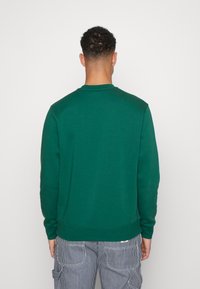 Grön sweatshirt med rund halsringning, ribbade ärmslut och nederkant. Tillverkad av ett mjukt material, designad för en avslappnad passform. Inga synliga logotyper eller mönster.