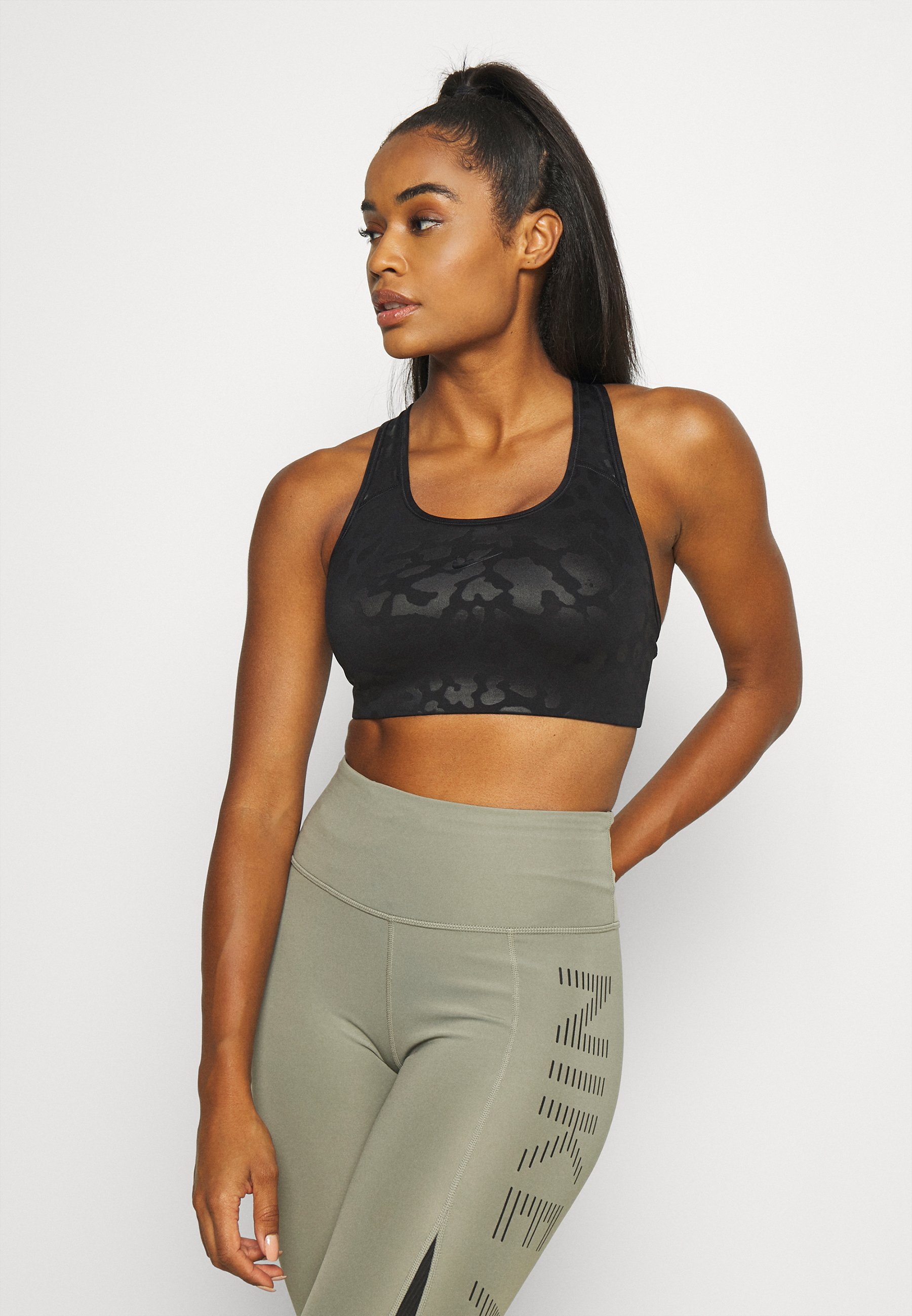 Nike Performance LEOPARD SHINE BRA - Sport-bh met medium support -  black/Zwart - Zalando.nl