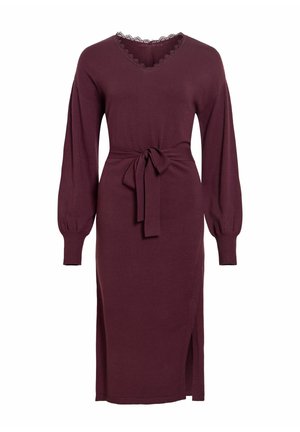 VILA, KNITTED DRESS VIRICKY MIDI - Gebreide jurk - winetasting