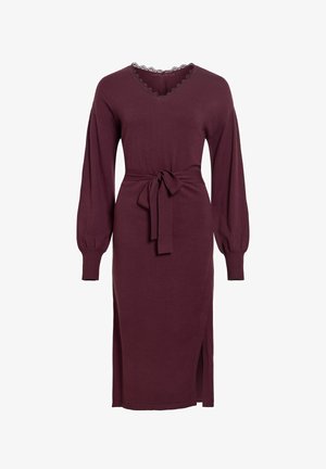 VILA, KNITTED DRESS VIRICKY MIDI - Gebreide jurk - winetasting