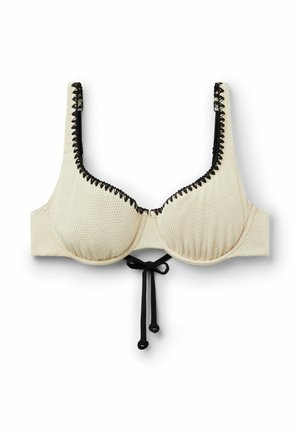 Calzedonia, BICOLOR EMBROIDERY BALCONETTE - Bikini pezzo sopra - white