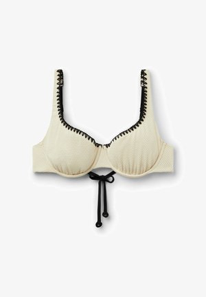 Calzedonia, BICOLOR EMBROIDERY BALCONETTE - Bikini pezzo sopra - white
