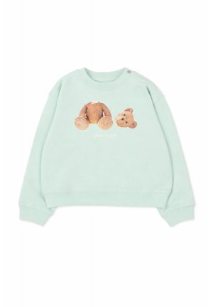 Felpa azzurro chiaro con una grafica di testa e corpo di un orsetto staccati sulla parte anteriore, con il testo "palm angels" sotto.