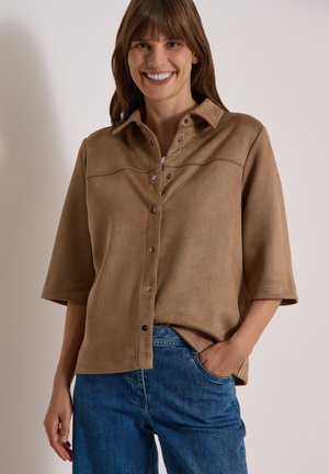 Cecil, VELOURS HEMDBLUSE MIT TAPEDETAILS - Chemisier - creamy mocha