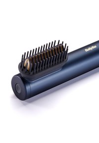 Hårglatter med en marineblå metallkropp, svarte bust og rund keramikktopp, med en bryter på siden.