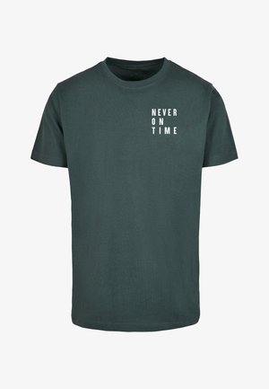 NEVER ON TIME TEE - Marškinėliai su spaudiniu - bottlegreen