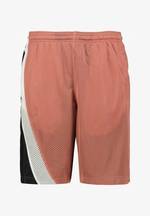 Pantaloni sportivi in rete di colore corallo con accenti neri e bianchi. Vita elastica, vestibilità ampia e fori di ventilazione per una migliore traspirabilità.