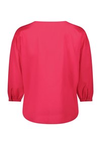 Rosa Bluse mit lockerer Passform, featuring Ellbogenlängenärmel und Knöpfe an den Manschetten, aus weichem, glattem Stoff mit einheitlicher Textur.