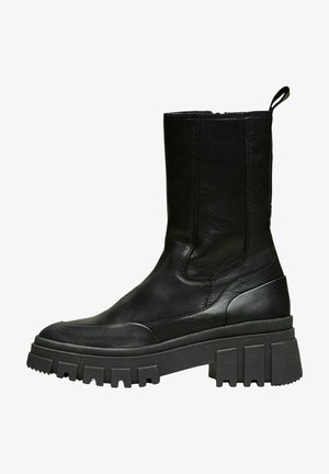 Enkellaarsjes met plateauzool - black