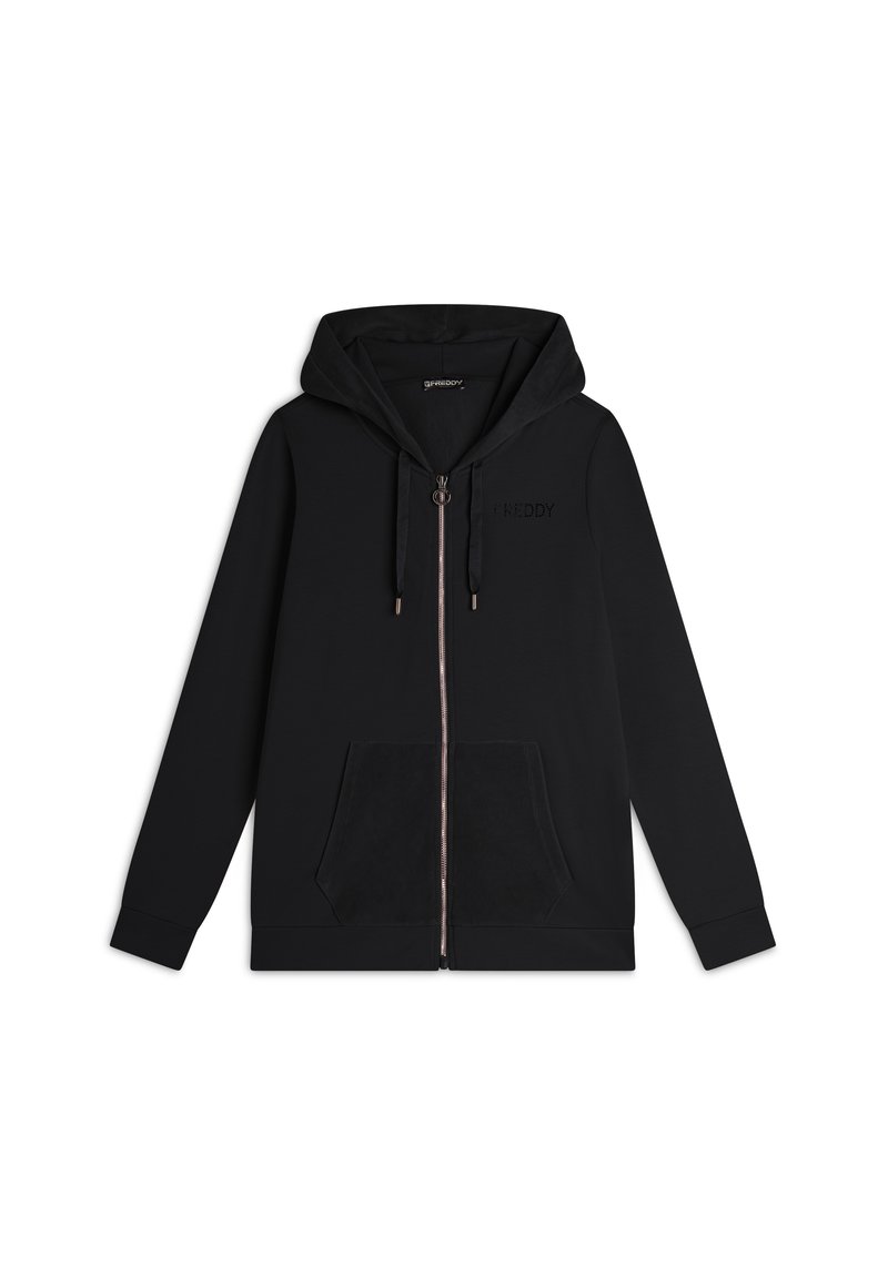 Freddy CON CAPPUCCIO E TASCHE  - Felpa con zip - nero