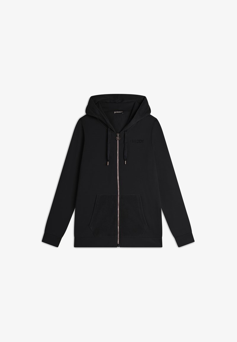 Freddy CON CAPPUCCIO E TASCHE - Sweat zippé - nero
