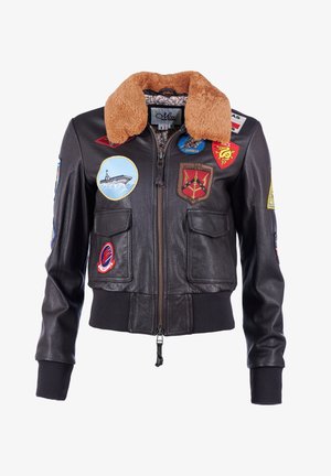 TOP GUN LEDERBLOUSON FÜR DAMEN - Nahkatakki - braun