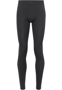 Leggings noirs en tissu extensible, avec un design ajusté, une texture lisse et une taille élastique pour plus de confort.