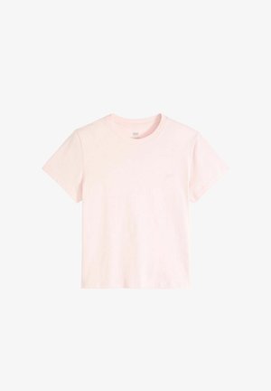 Kortærmet T-shirt i lyserødt bomuld med rund halsudskæring og lille logo foran. Glat tekstur og klassisk pasform.