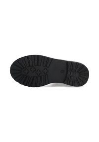 Semelle extérieure en caoutchouc noir avec un profond profilé, présentant une forme arrondie et une adhérence imprimée pour une meilleure traction. Zone de orteils renforcée pour plus de durabilité.
