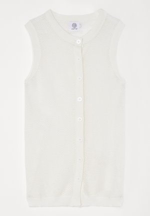 KNITID BUTTON UP POINTELLE - Vest - white