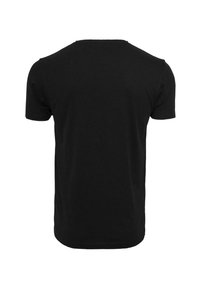 Sort kortærmet t-shirt lavet af bomuld, med en klassisk rund hals og en ensfarvet ryg, samt en glat, blød tekstur.