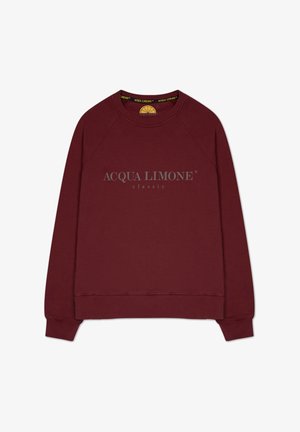 Mörkröd sweatshirt med raglanärmar, ribbade ärm- och nederkant, med ett tryckt logotyp "ACQUA LIMONE classic" i grått. Mjuk textur, avslappnad design.