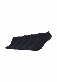 Cinque paia di calzini alla caviglia in navy scuro, con una texture liscia, polsini a coste e un design a taglio basso per un indossamento confortevole.