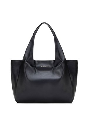 Sac cabas en cuir noir texturé avec deux poignées et logo "WITTCHEN" doré au centre avant.