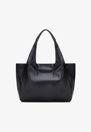 Sac cabas en cuir noir texturé avec deux poignées et logo "WITTCHEN" doré au centre avant.