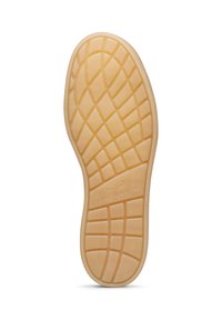 Suola della scarpa con battistrada in gomma beige caratterizzato da motivi geometrici e logo "Voile Blanche" al centro.