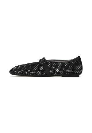 LORIBLU CRYSTALS EMBELLISHED BLACK SUEDE BALLERINAS - Ballerine con cinturino - black