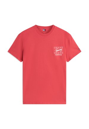 Tommy Jeans, SIGN FLAG TEE UNISEX - Tričko s potlačou - anthem red
