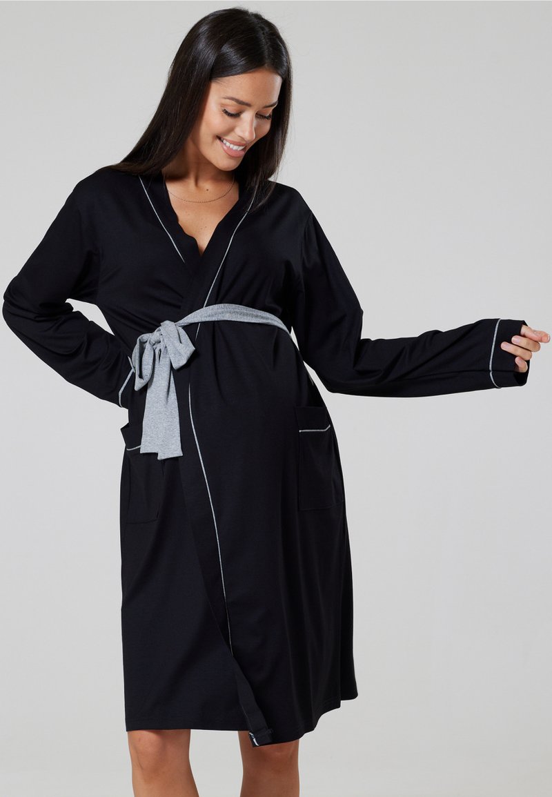 Happy Mama MATERNITY NURSING Dressing gown robe black/black