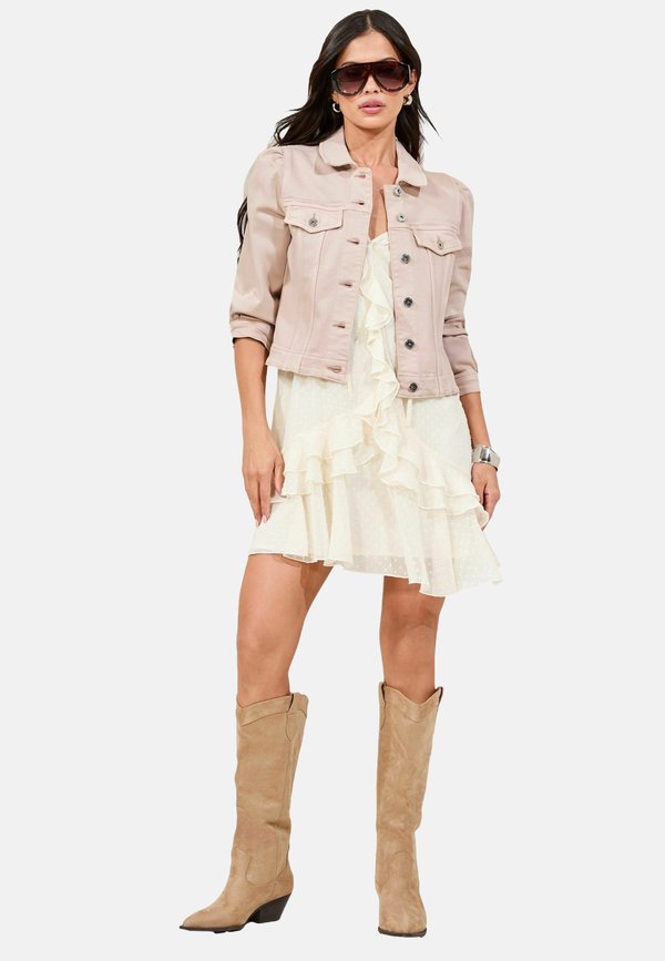 REGULAR FIT-COLLARLED SLEEVE - Jeansjacke - stone