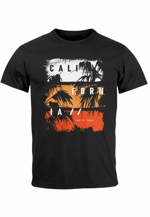 Neverless, CALIFORNIA SCHRIFTZUG PALMEN PRINT AUFDRUCK  - Print T-shirt - schwarz